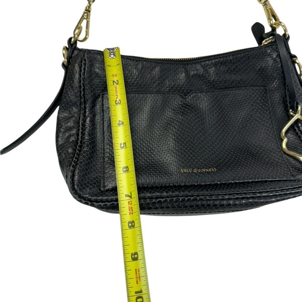 Lulu Guinness BLACK SMALL SNAKE EMBOSSED LEATHER CALLIE CROSSBODY BAG - Picture 11 of 15